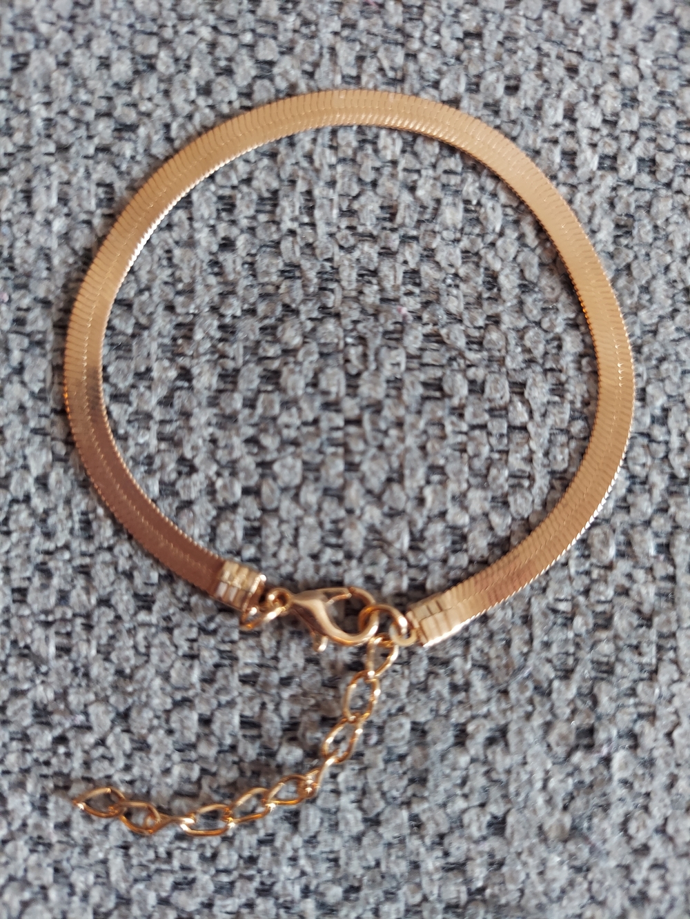 Gold Tone Herringbone Chain Bracelet with Lobster Clasp